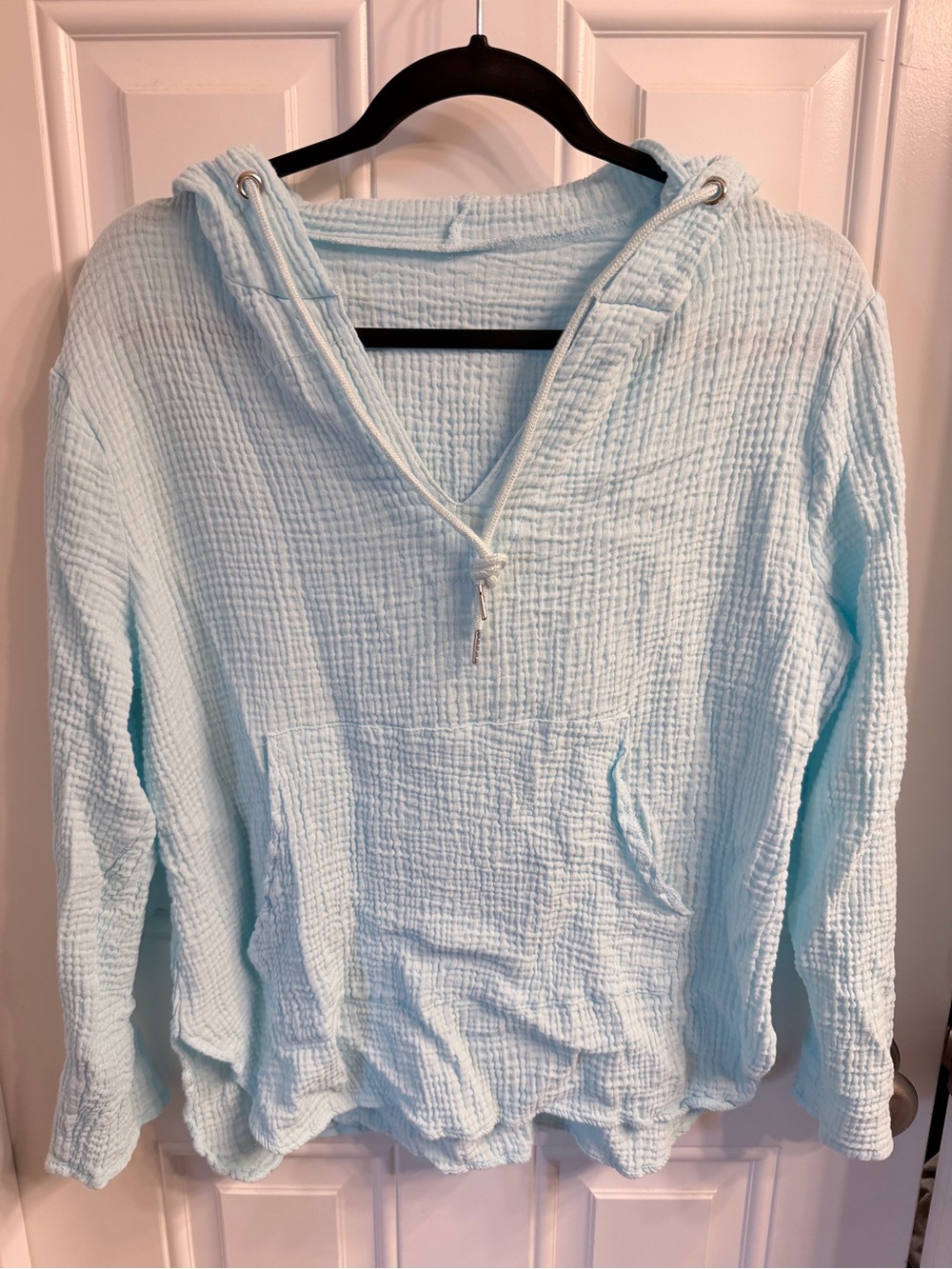 Light Blue Women's Hooded Beach Pullover